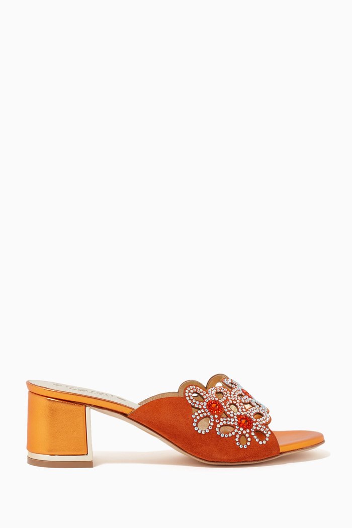 

Embellished Mules in Suede, Orange