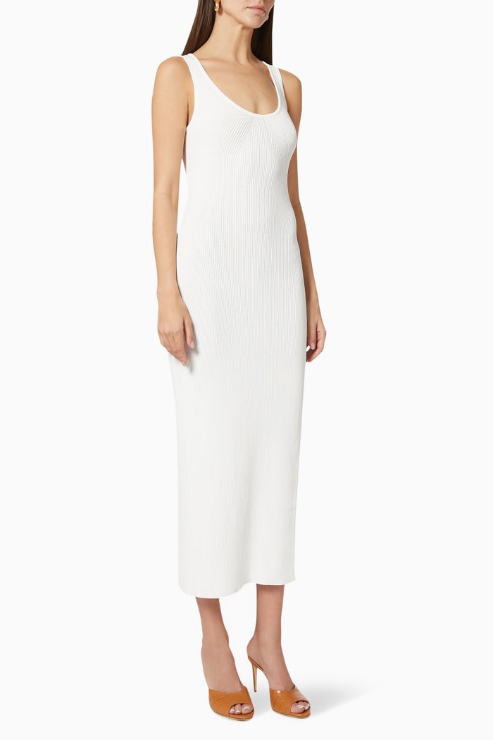 

Venetia Dress in Ribbed Knit, Neutral