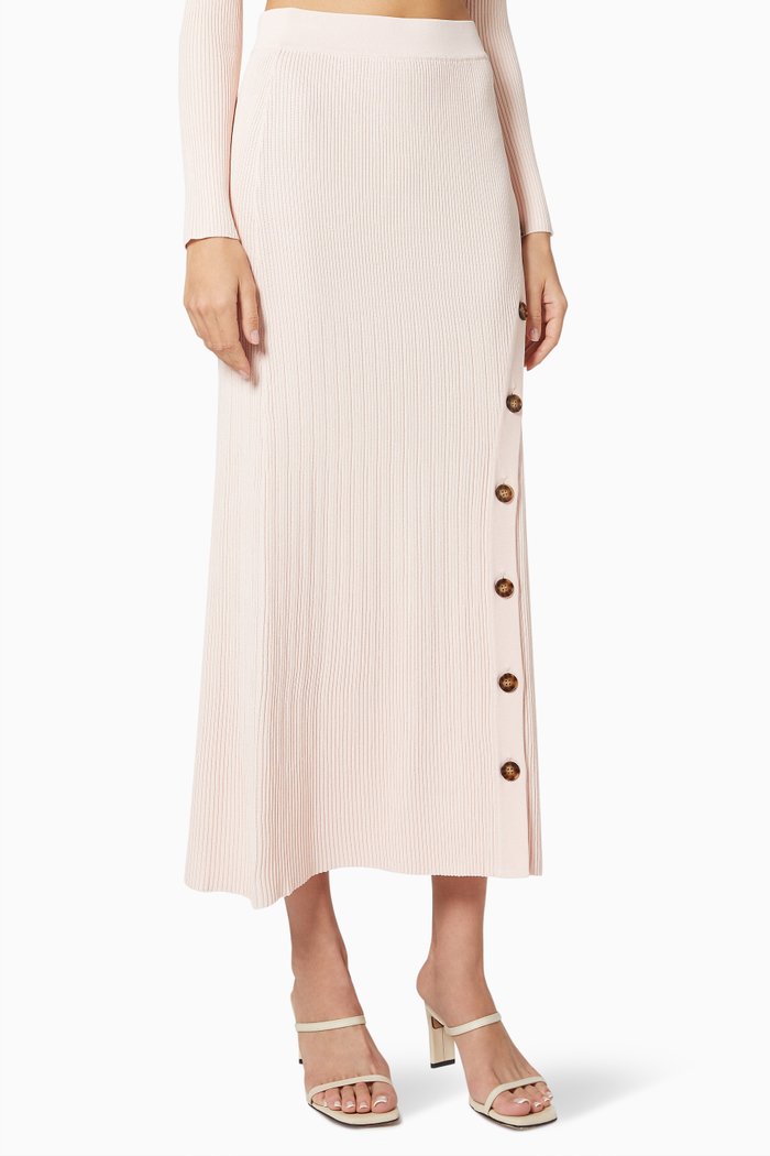 Dacia Skirt in Ribbed Knit, Pink