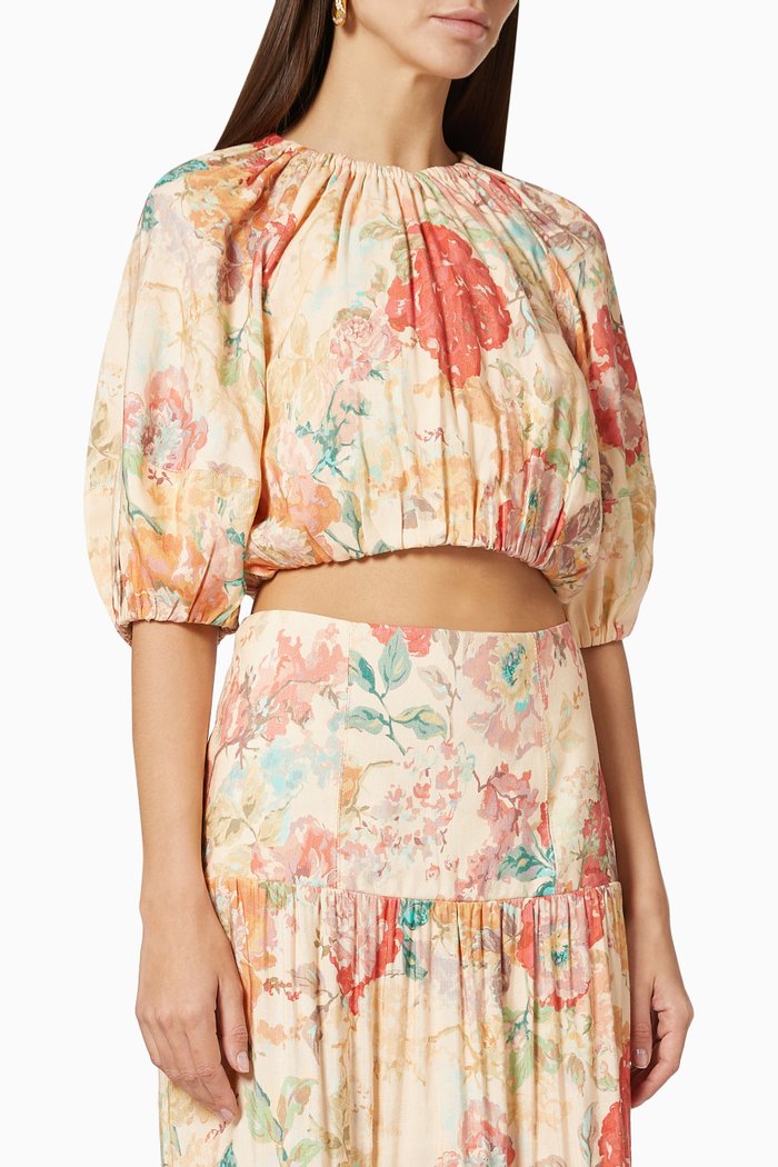 

Salvador Crop Top in Linen Blend, Multicolour