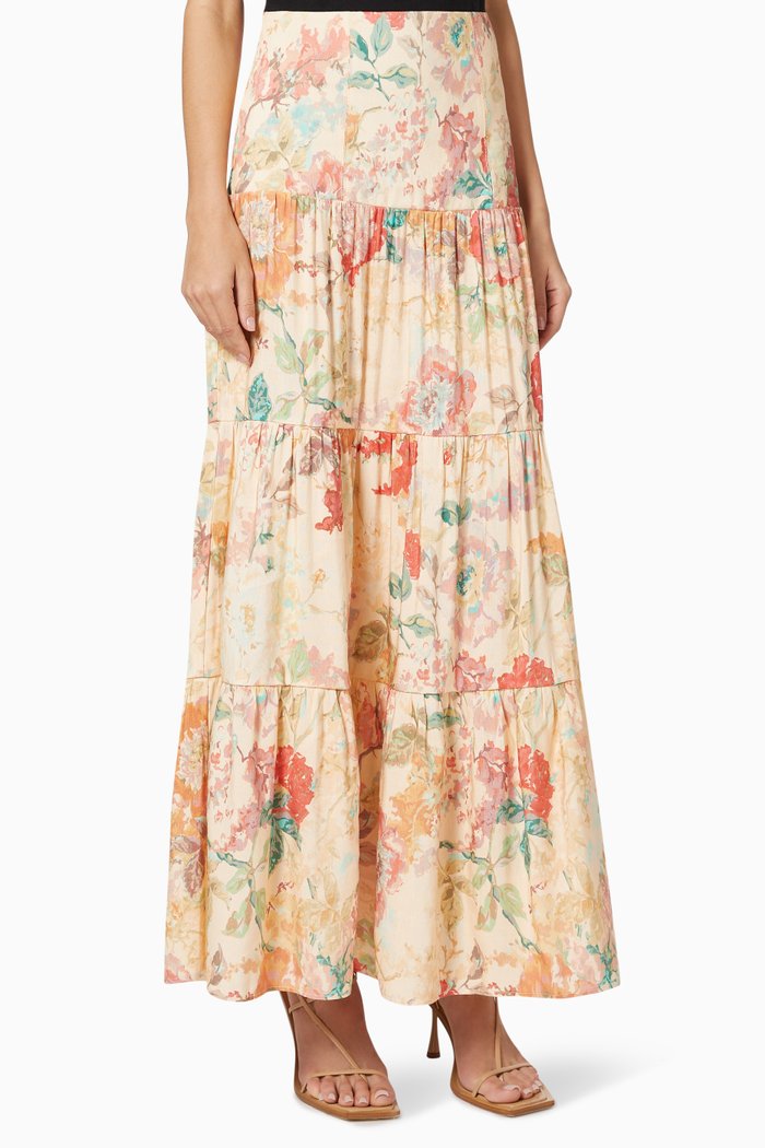 

Salvador Maxi Skirt in Linen Blend, Multicolour