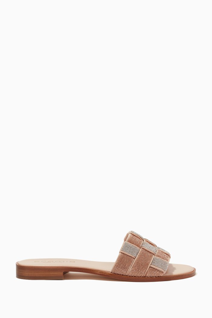 

Embellished Sandals in Leather, Neutral