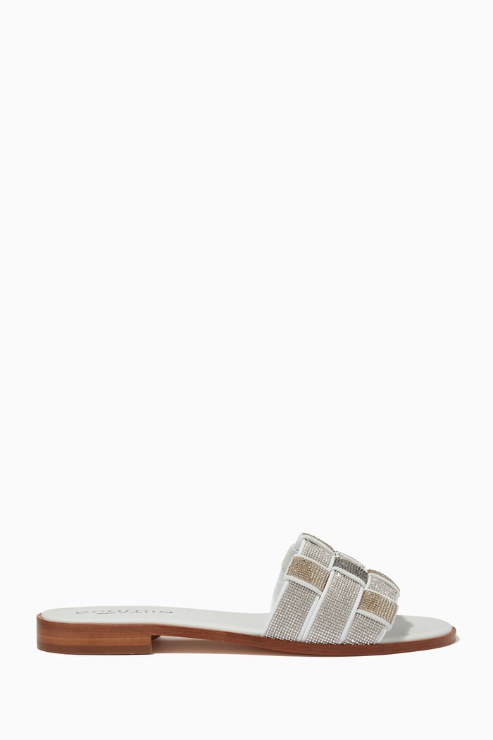 

Embellished Sandals in Leather, White