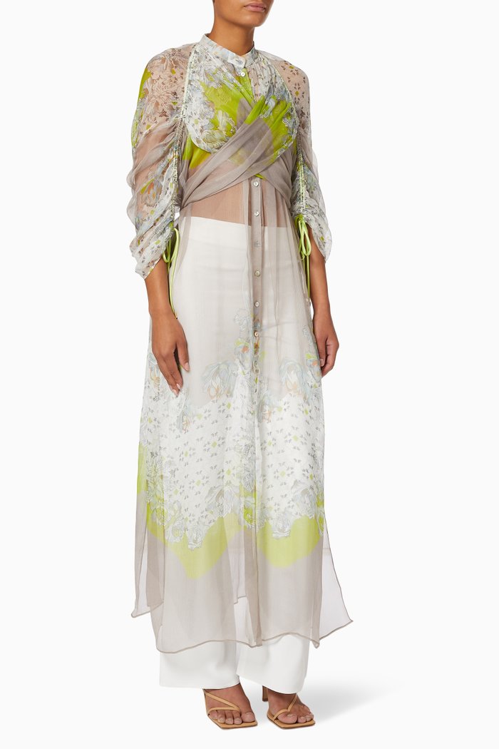 

Flowers Eli Shirt Dress in Silk Chiffon, Multicolour