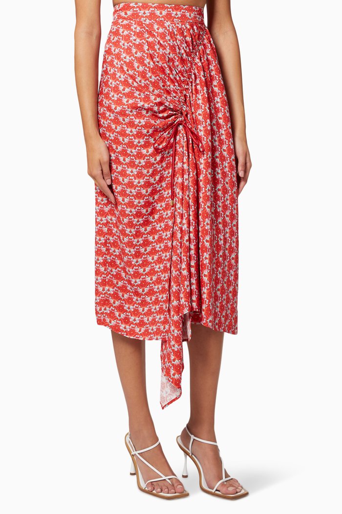

Falcon GATH Midi Skirt in Twill Crepe, Red