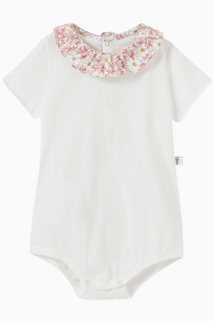 

Floral Collar Bodysuit in Organic Cotton, Neutral