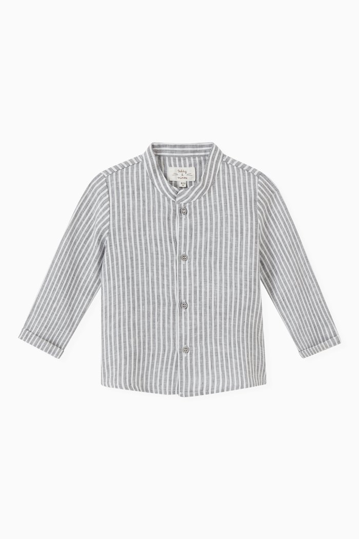 

Striped Shirt in Organic Cotton, Grey