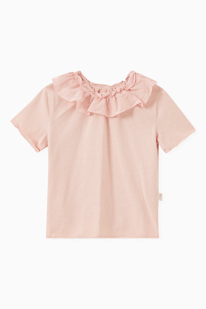 

Frill Collar Top in Organic Cotton, Pink