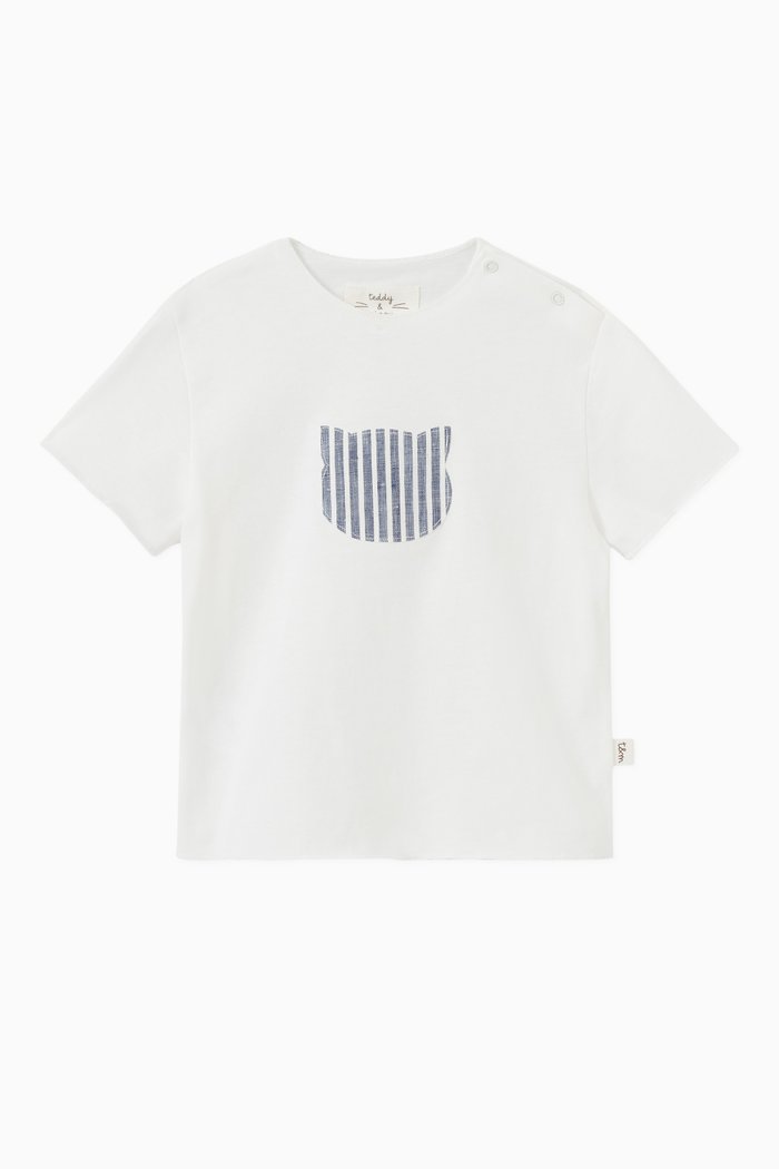 Striped Cat T-shirt in Organic Cotton, Neutral
