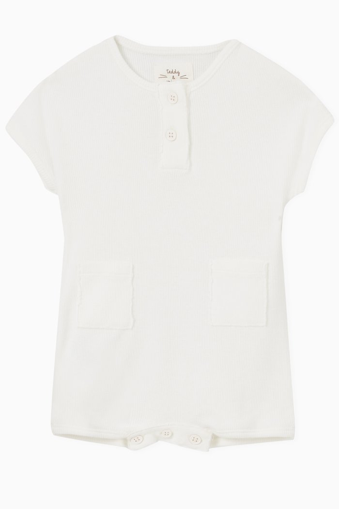 

Ribbed Romper in Cotton, Neutral