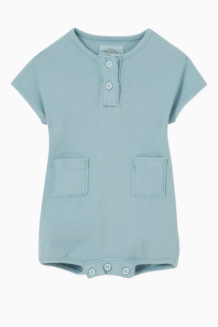 

Ribbed Romper in Cotton, Blue