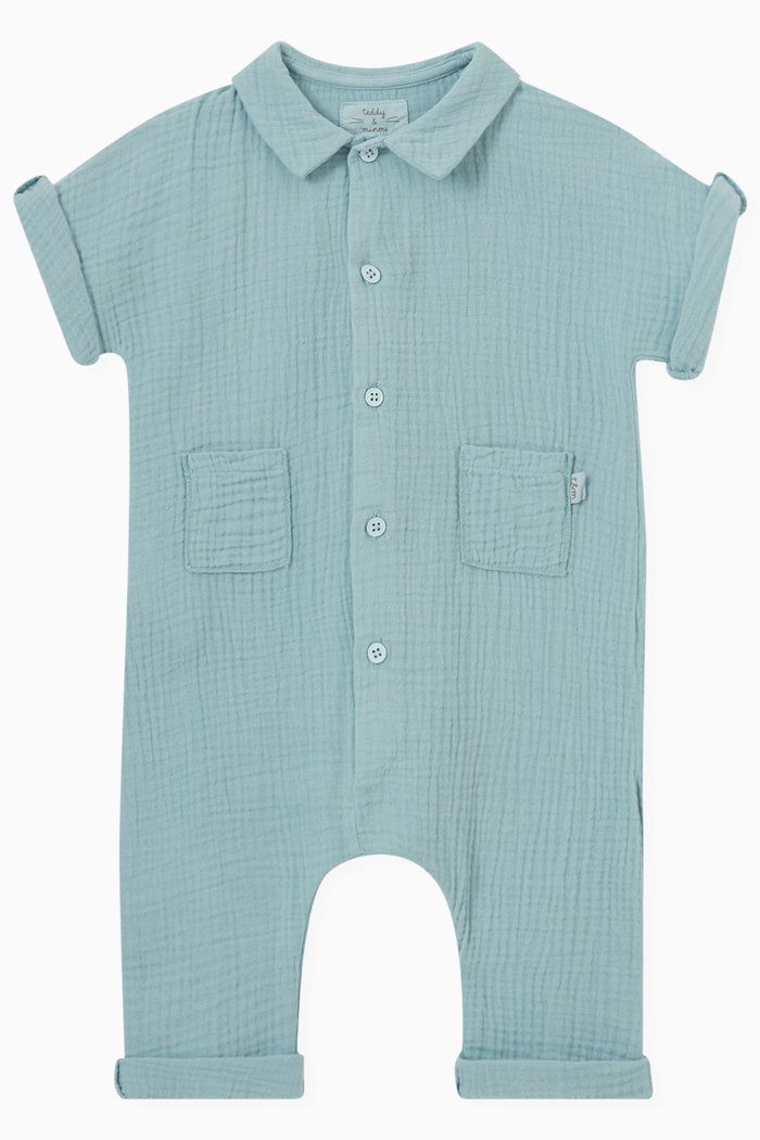 

Long Romper in Cotton, Blue