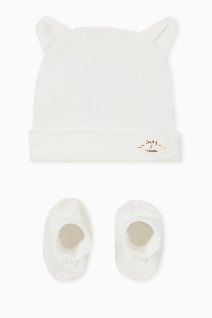 

Cat Hat & Shoes Set in Cotton, Neutral