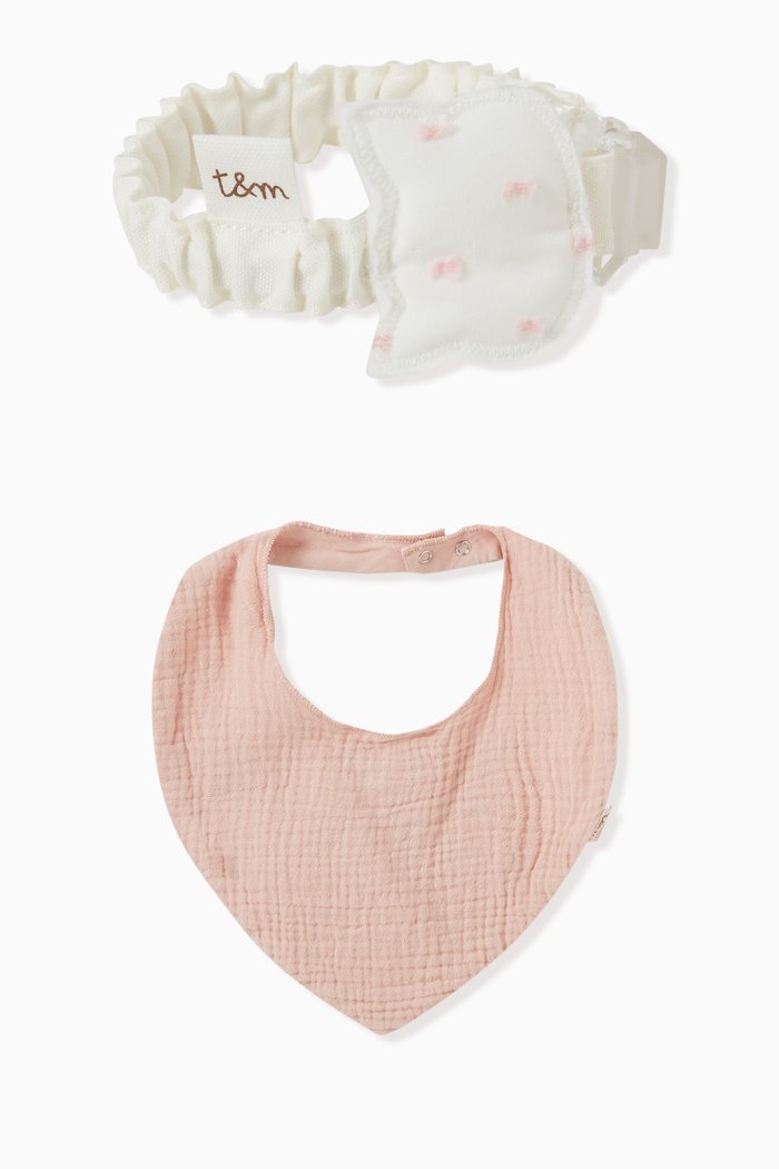 

Bib & Pacifier Clip Set in Cotton, Pink