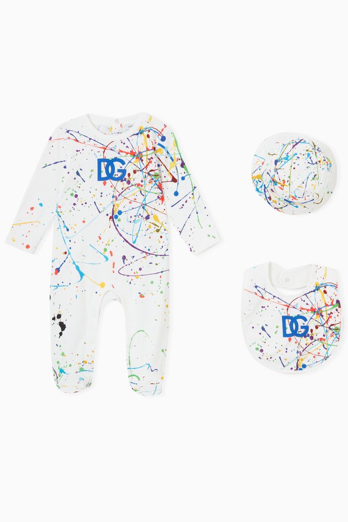 

Color Paint Pyjama Set in Cotton, Blue