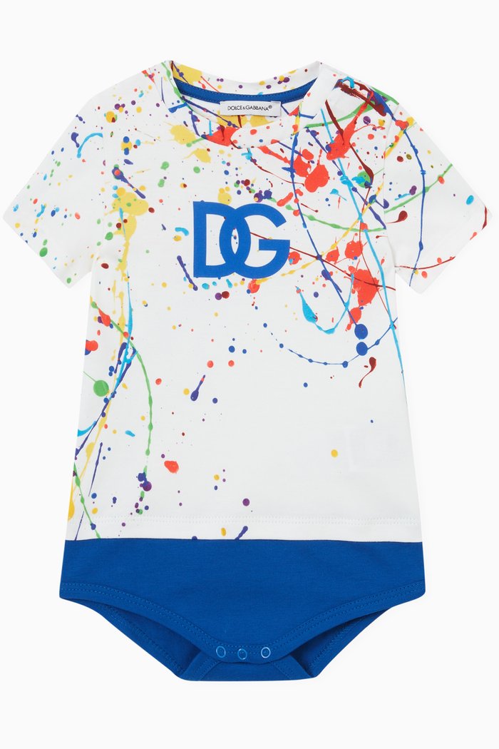 

Color Splash Logo Onesie in Cotton, Blue