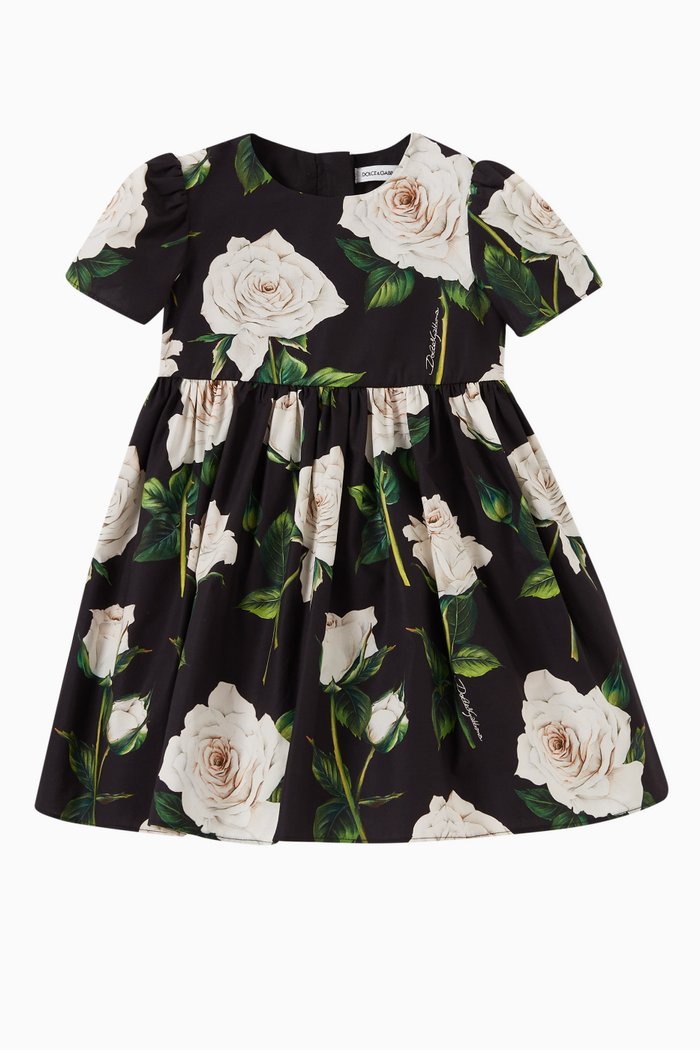

Floral Poplin Dress, Black