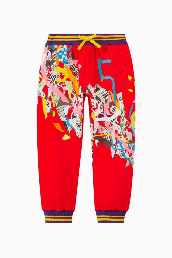 

Patchwork Jogging Pants, Red