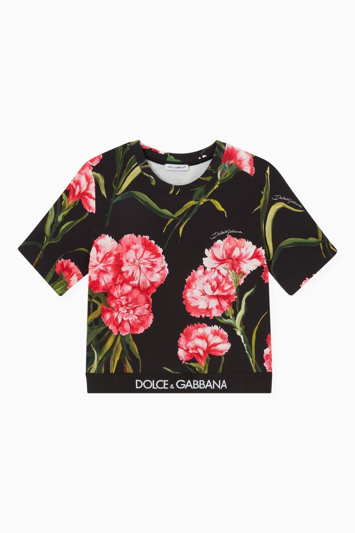 

Floral Logo T-shirt in Cotton, Black