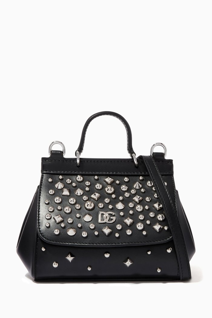 

Sicily Stud Mini Bag in Leather, Black