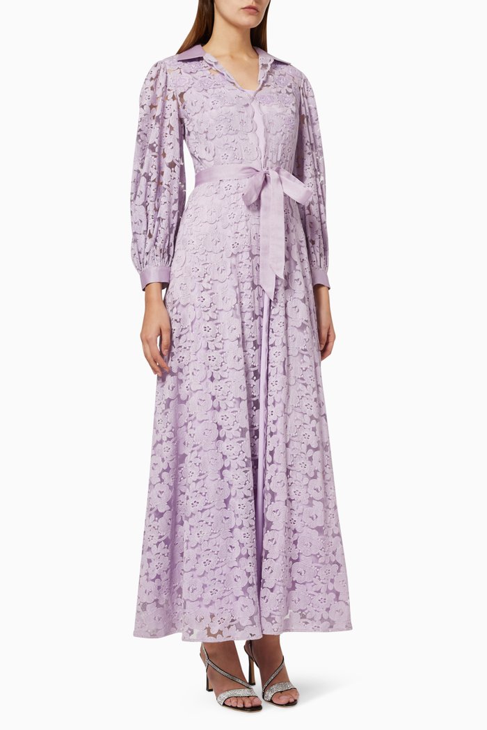 Philly Maxi Dress in Hand-embellished Lace, Purple