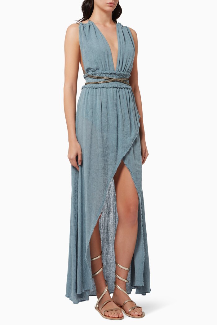 

Alak Maxi Dress in Cotton Gauze, Blue