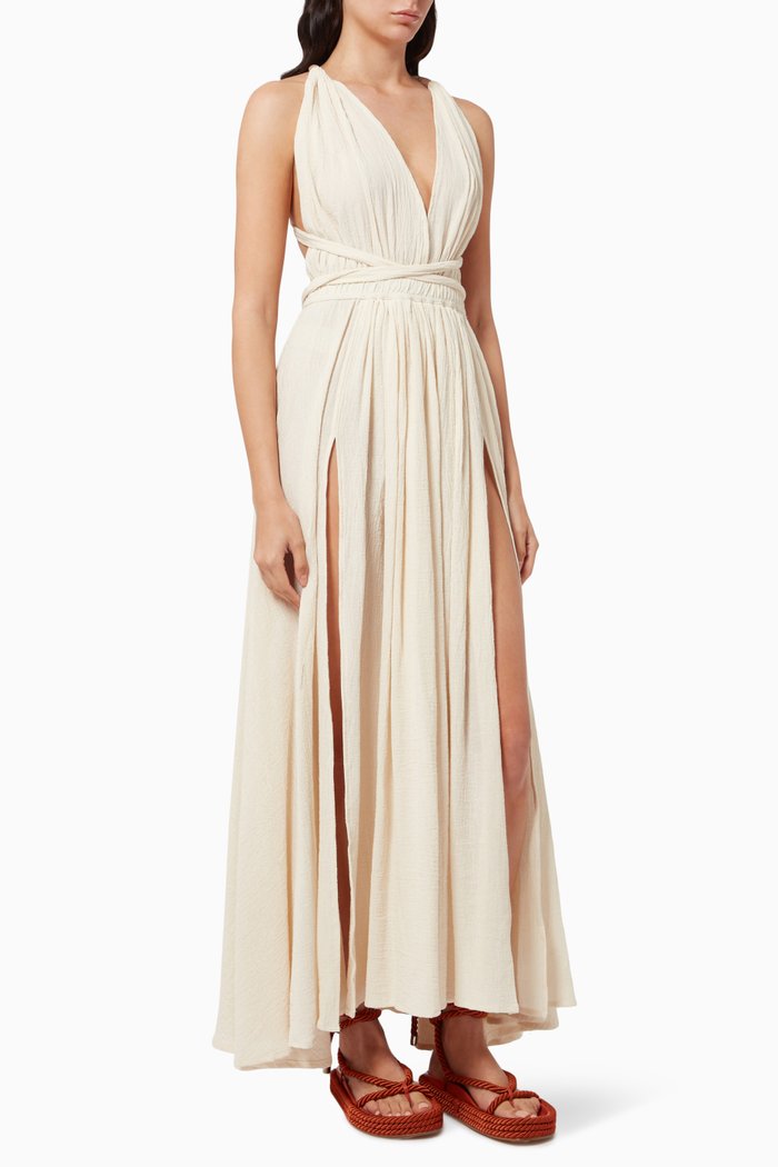 Hera Maxi Dress in Cotton, White