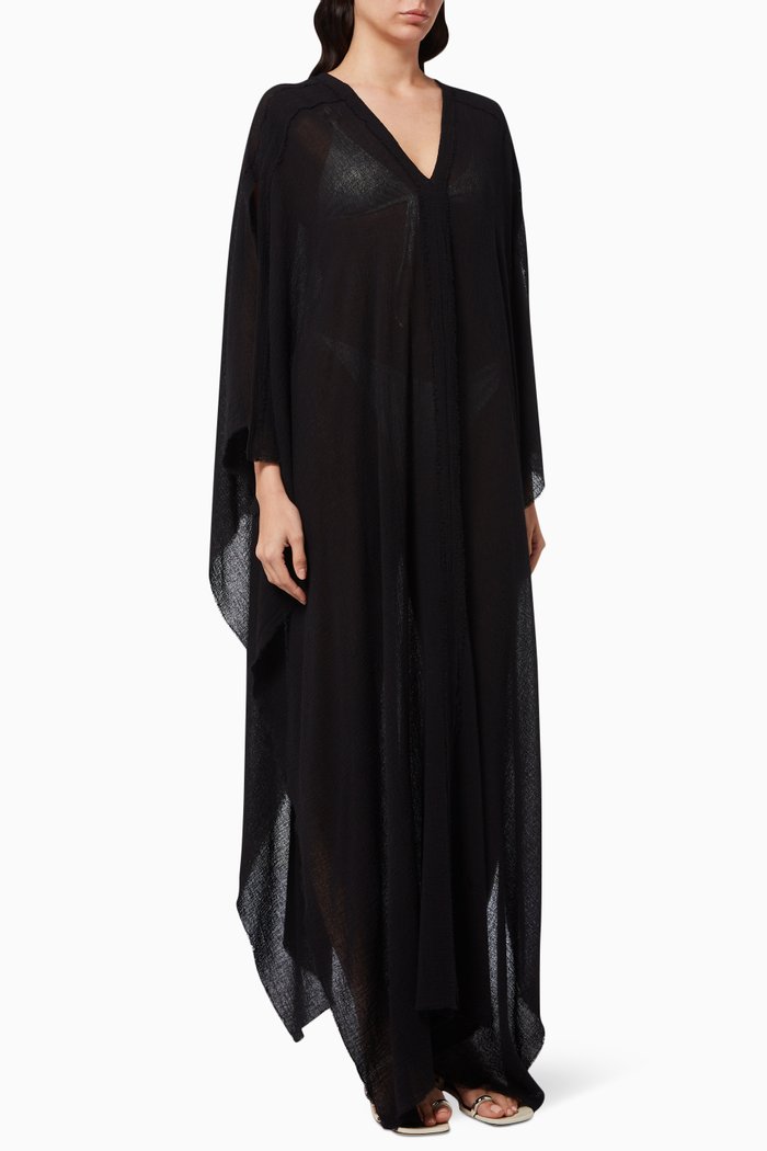 

Koyok Long Poncho in Cotton Gauze, Black
