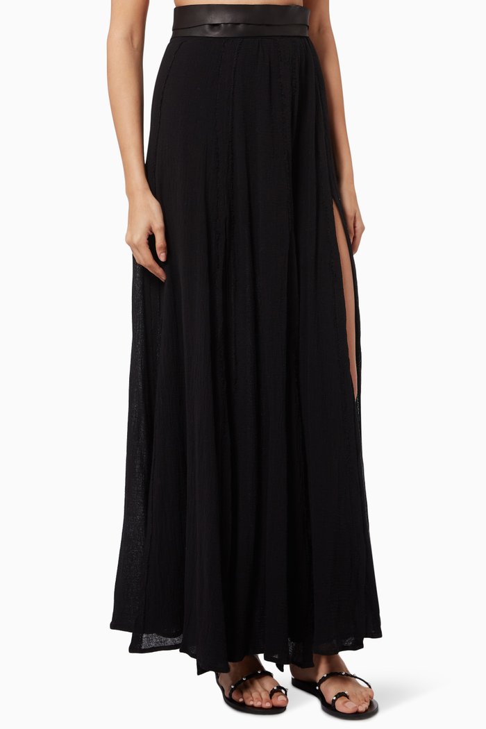 

Suuk Maxi Skirt in Cotton Gauze, Black