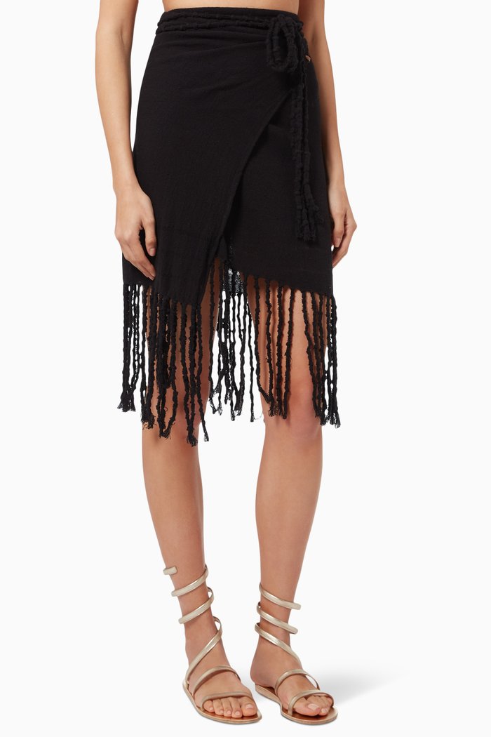 

Saskun Wrap Skirt in Cotton Jute, Black