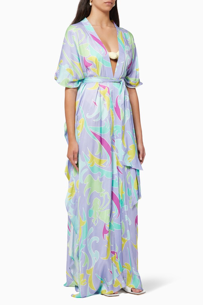 

Liza Long Kimono in Viscose, Multicolour