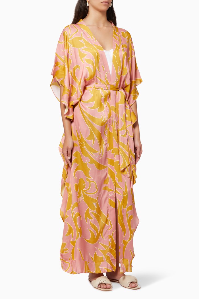 

Liza Long Kimono in Viscose, Pink