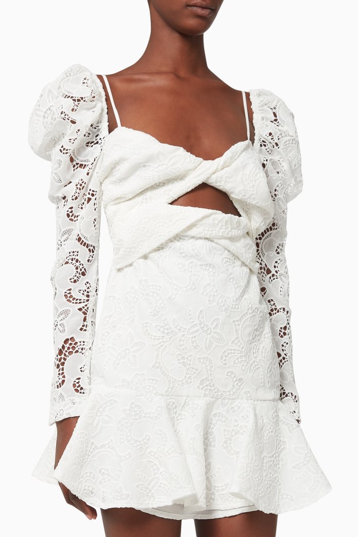 

Amber Mini Dress in Cotton Blend, White