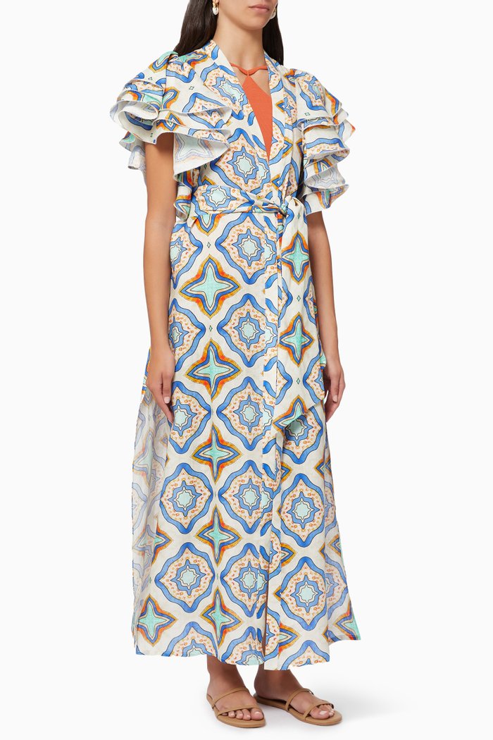 

Crystal Long Kimono in Linen, Multicolour