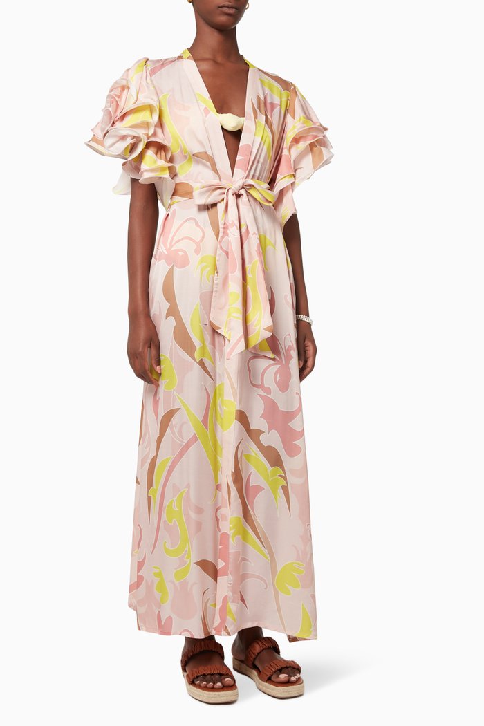

Crystal Long Kimono in Recycled Polyester, Pink
