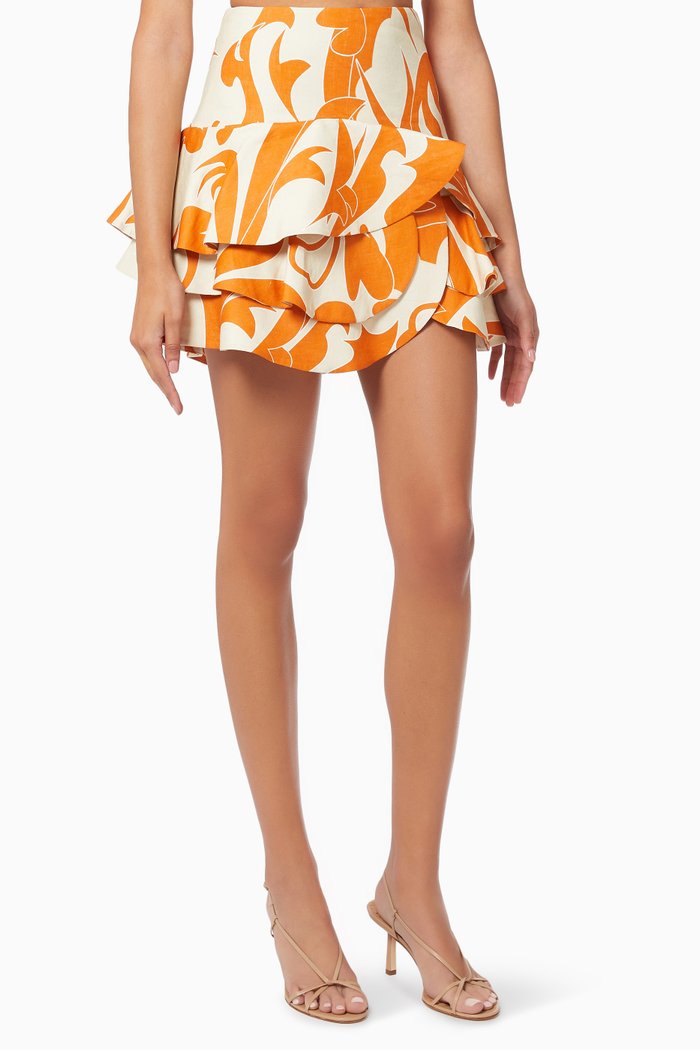 

Gisele Skirt in Linen, Orange