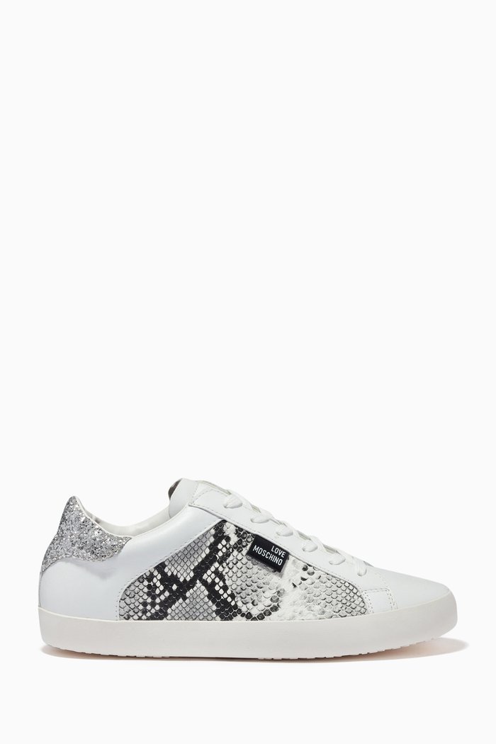 

Python Print Sneakers in Leather, Grey