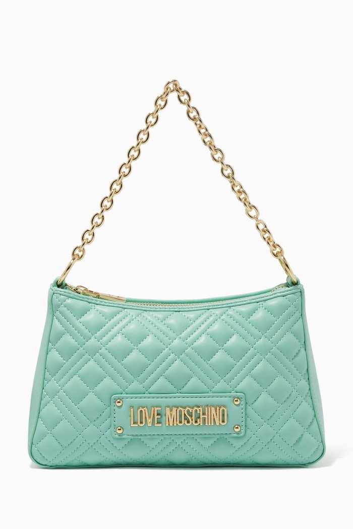 

Hobo Bag in Quilted Faux Leather, Blue