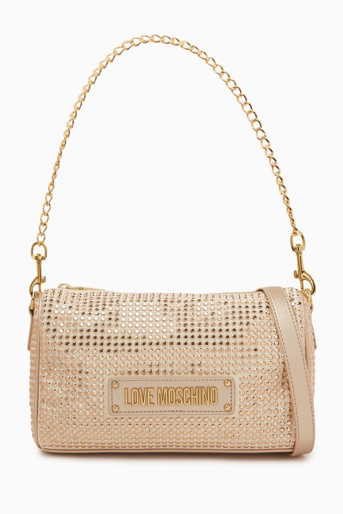 

Hobo Bag in Quilted Faux Leather, Gold