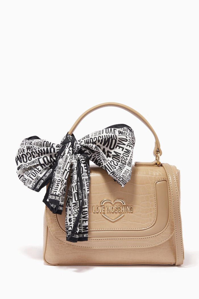 All-over Logo Foulard Small Bag in Faux Leather, Neutral