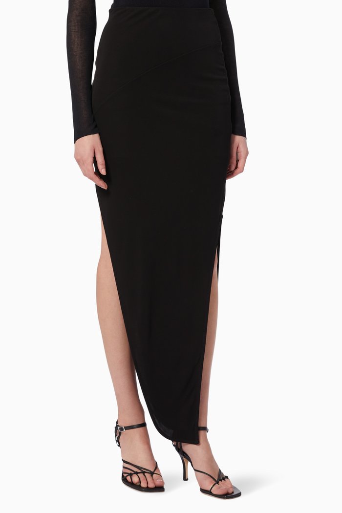 

Twisted Asymmetric Skirt in Crepe, Black