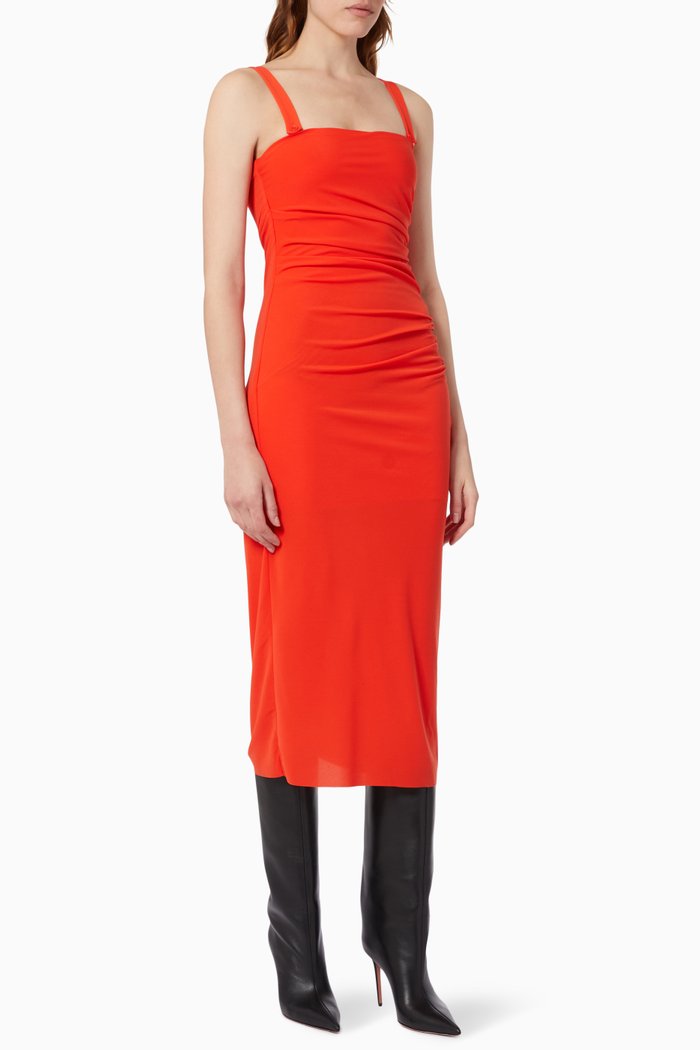 

Twisted Midi Dress in Crepe, Orange