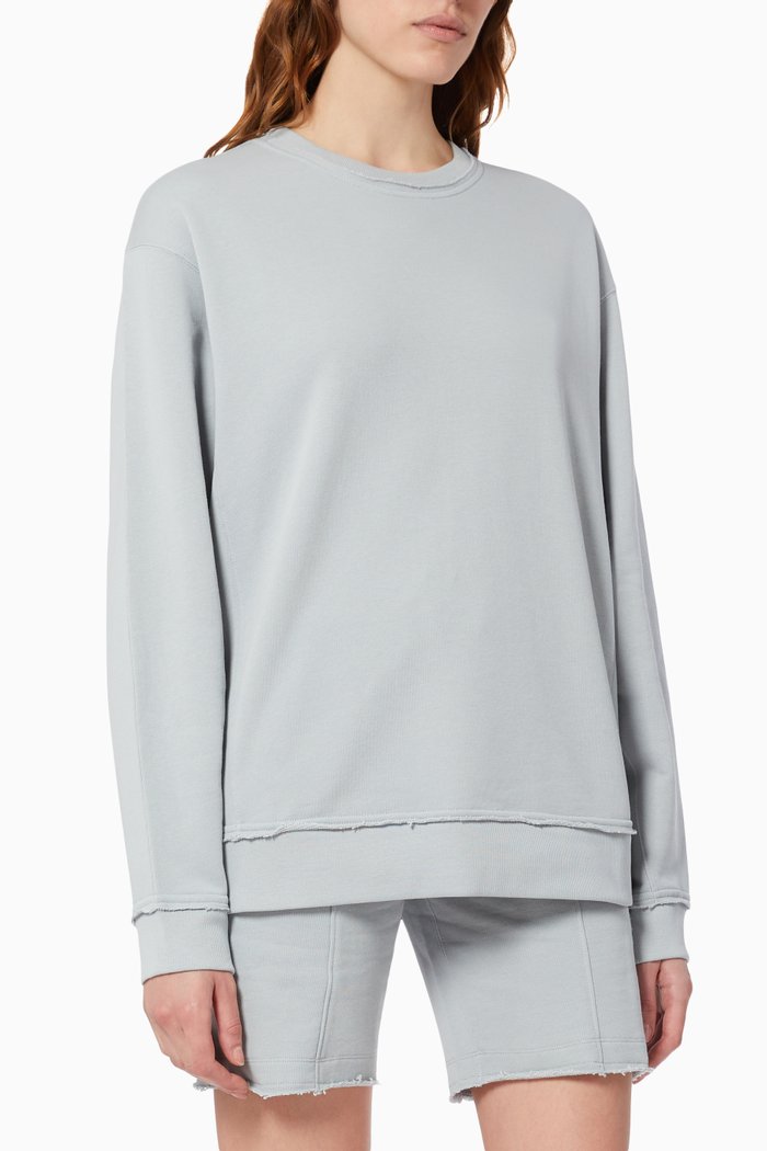 

Trapunto Crewneck Sweatshirt in Cotton Terry, Blue