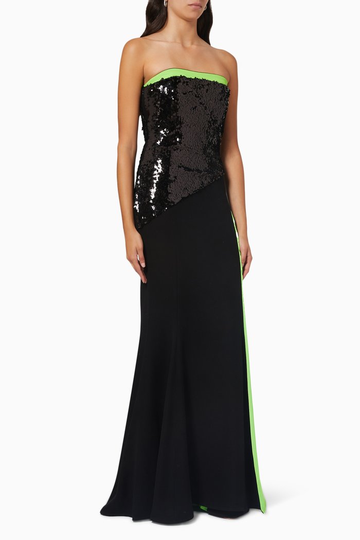 

Sequin Block Dress in Cady, Black
