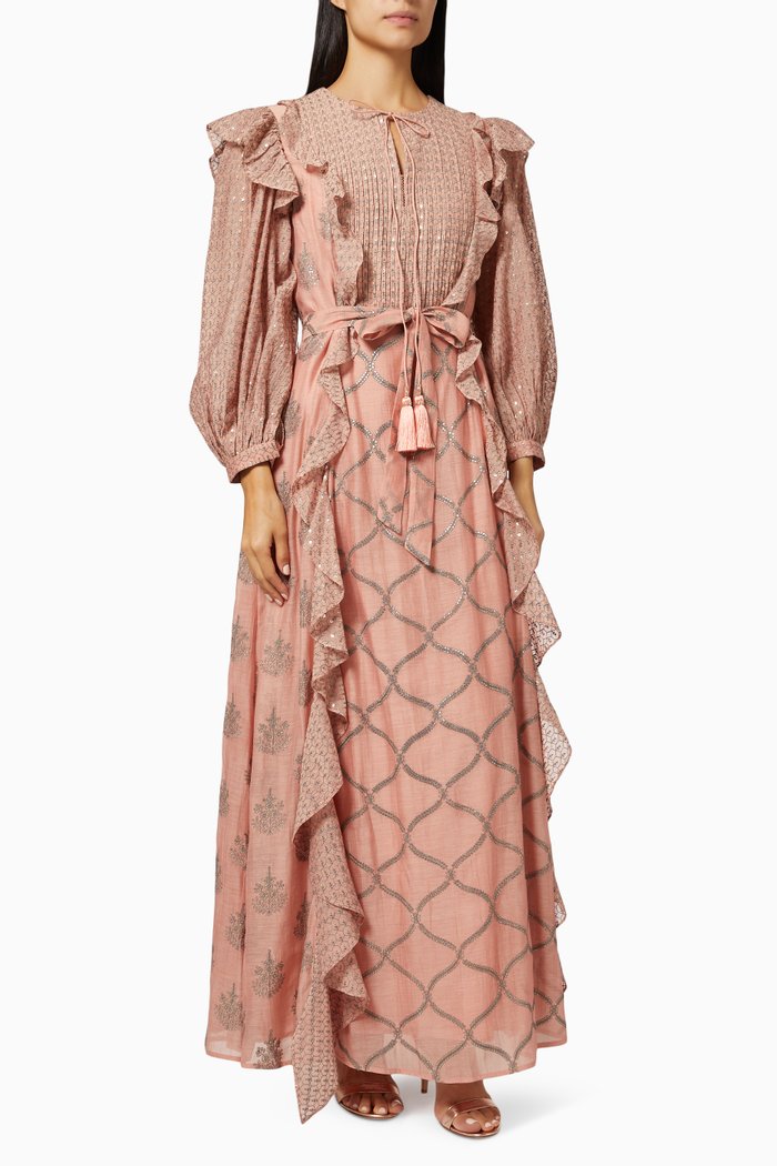 

Zeke-C Kaftan in Cotton Silk, Pink