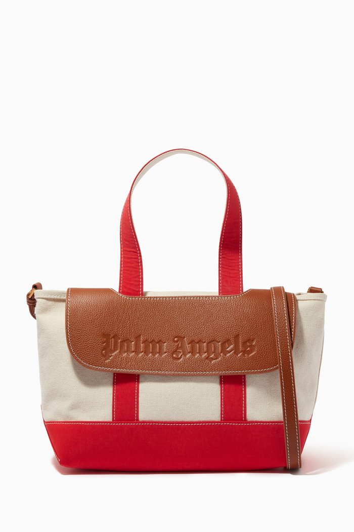 

Palm Beach Tote Bag in Canvas & Leather, Red