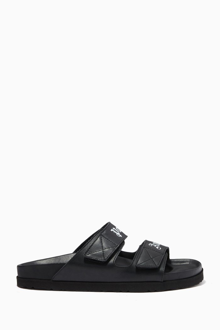 

Two Strap Sandals in Leather, Black
