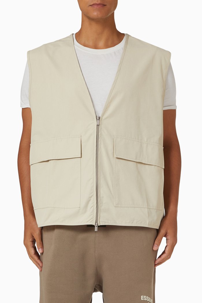 

Work Vest in Cotton Blend, Neutral