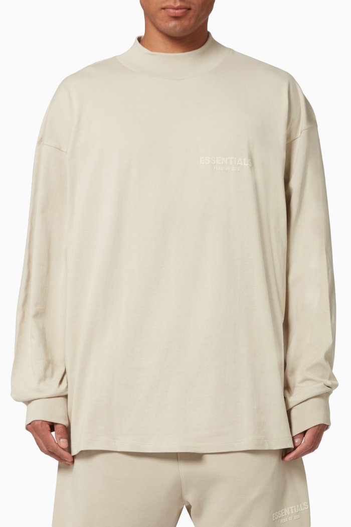 

ESSENTIALS Long-sleeved T-shirt in Cotton Jersey, Neutral