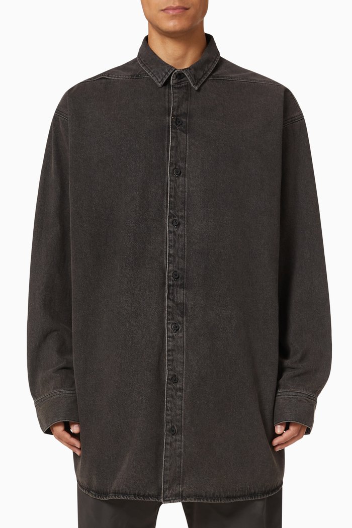 

Oversized Shirt in Denim, Black